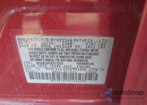 2014 Nissan Sentra Sv z USA, uszkodzony, nr VIN 3N1AB7AP4EY313703